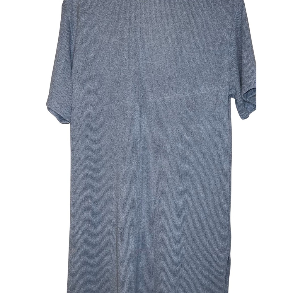 HM Blue Ribbed Knit Polo Dress Short Sleeve V-Neck Midi Size M 268935 - Picture 4 of 12